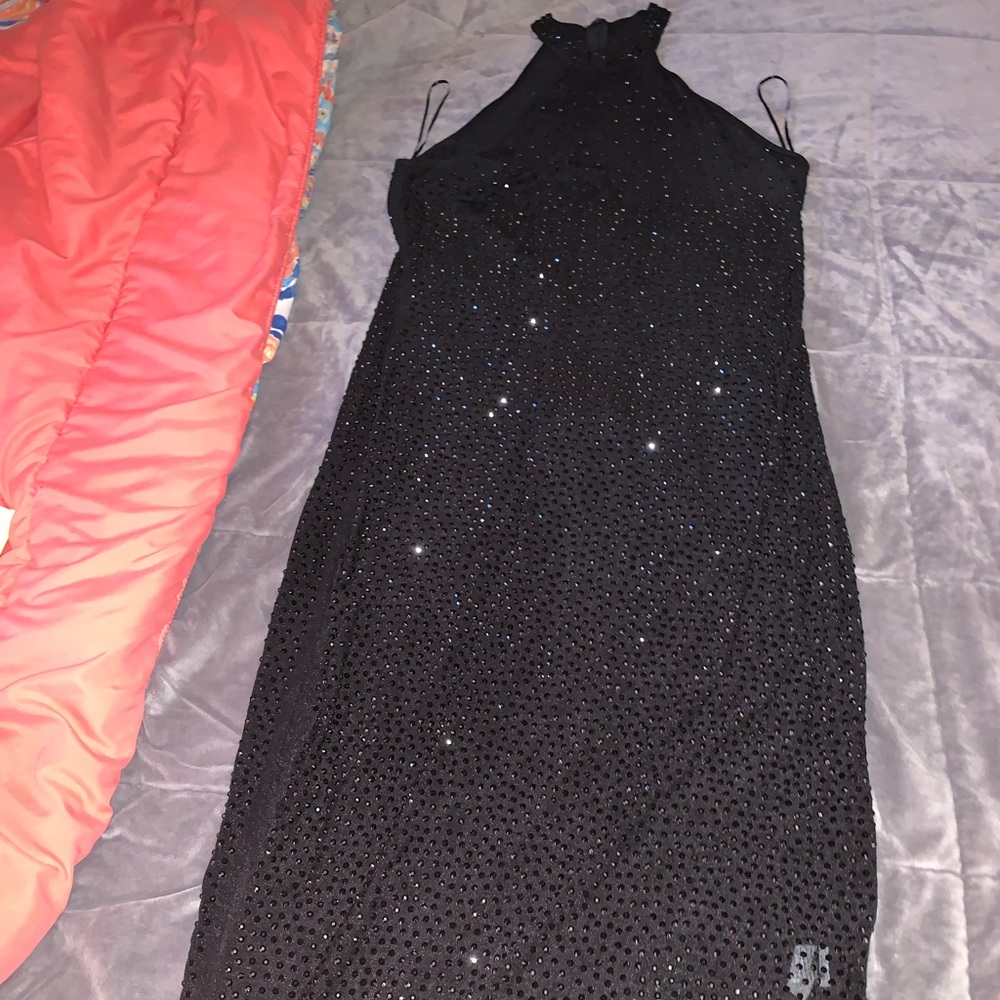 Glo Up Rhinestone Dress - Black size 2x